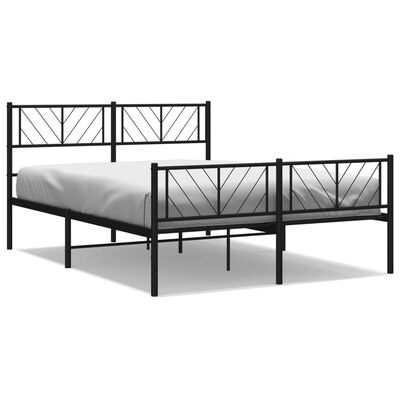 vidaXL Estrutura de cama com cabeceira e pés 135x190 cm metal preto