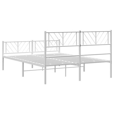 vidaXL Estrutura de cama com cabeceira e pés 135x190 cm metal branco