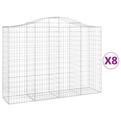 vidaXL Cestos gabião arqueados 8pcs 200x50x140/160cm ferro galvanizado