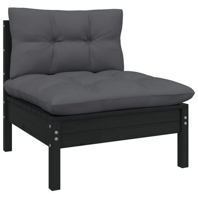 vidaXL 6 pcs conjunto lounge de jardim c/ almofadões pinho preto