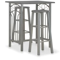 vidaXL 3 pcs conjunto de bar em madeira e aço antracite