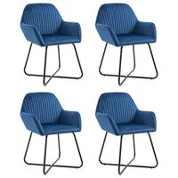 vidaXL Cadeiras de jantar 4 pcs veludo azul