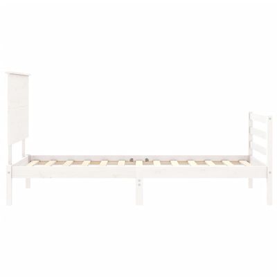 vidaXL Estrutura de cama com cabeceira 100x200cm madeira maciça branco