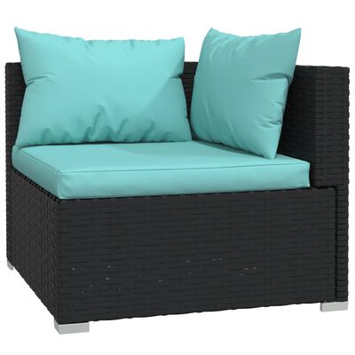 vidaXL 9 pcs conjunto lounge de jardim c/ almofadões vime PE preto