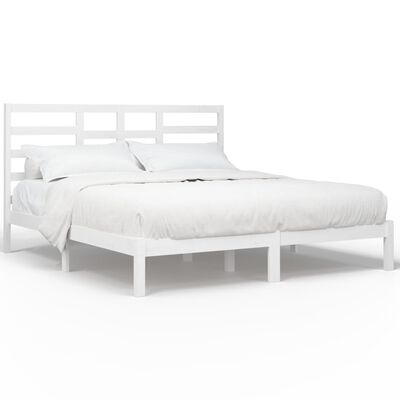 vidaXL Estrutura de cama 200x200 cm madeira maciça branco