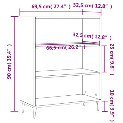 vidaXL Armário c/ prateleiras 69,5x32,5x90 cm derivados madeira branco