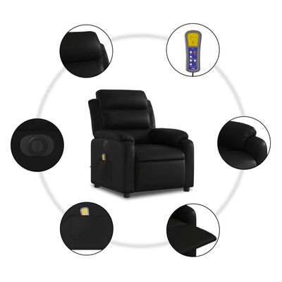 vidaXL Poltrona massagens reclinável elétrica couro artificial preto