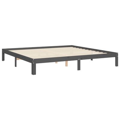 vidaXL Estrutura de cama com cabeceira 200x200 cm madeira maciça cinza