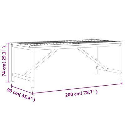 vidaXL Mesa de jantar para jardim 200x90x74cm madeira de acácia maciça