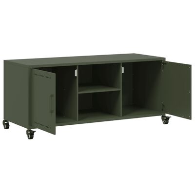 vidaXL Móvel de TV 100,5x39x43,5 cm aço verde-azeitona