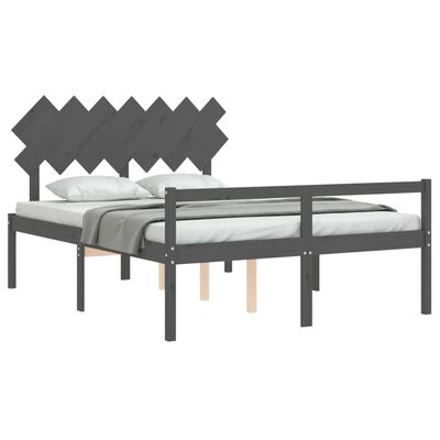 vidaXL Cama para idosos king size com cabeceira madeira maciça cinza