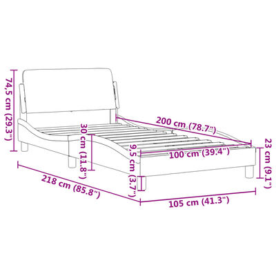 vidaXL Estrutura de cama c/ cabeceira 100x200 cm veludo preto