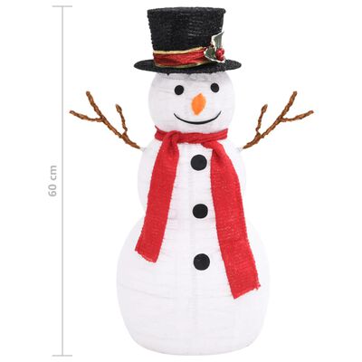 vidaXL Boneco de neve decorativo com luz LED tecido de luxo 60 cm