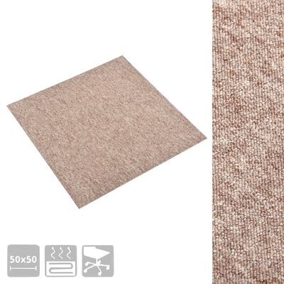 vidaXL Ladrilhos carpete para pisos 20 pcs 5 m² 50x50 cm bege