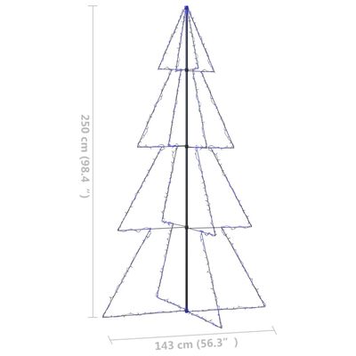 vidaXL Árvore de Natal em cone 360 LEDs 143x250 cm interior e exterior