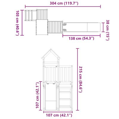 vidaXL Conjunto de brincar para exterior madeira de pinho impregnada