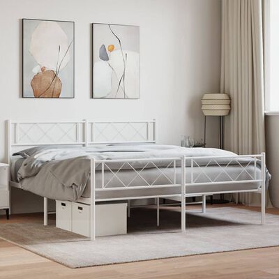 vidaXL Estrutura de cama com cabeceira e pés 140x200 cm metal branco