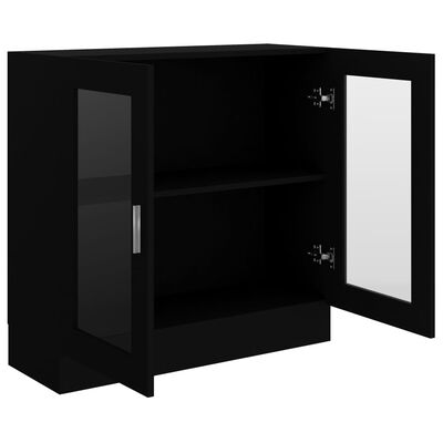 vidaXL Armário vitrine 82,5x30,5x80 cm derivados de madeira preto