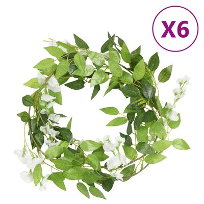 vidaXL Grinaldas de flores de Natal 6 pcs 200 cm branco