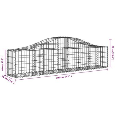 vidaXL Cestos gabião arqueados 7 pcs 200x30x40/60 cm ferro galvanizado