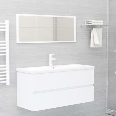 vidaXL Armário de lavatório 100x38,5x45 cm contraplacado branco