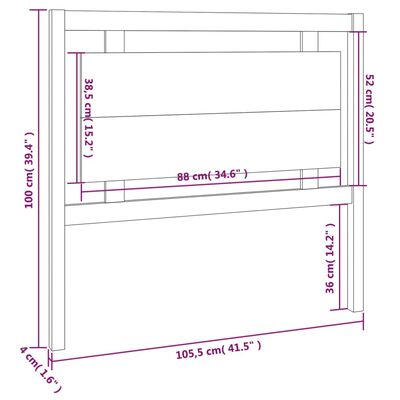 vidaXL Cabeceira de cama 105,5x4x100 cm pinho maciço cinzento