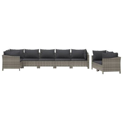 vidaXL 8 pcs conjunto lounge de jardim c/ almofadões vime PE cinzento