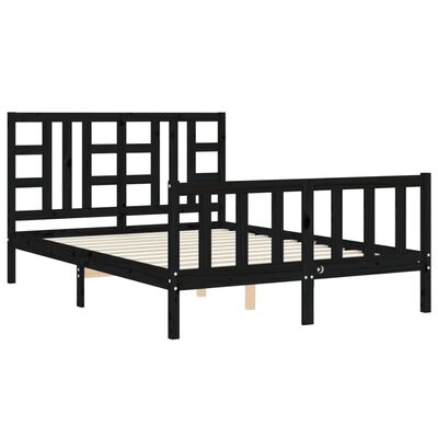 vidaXL Estrutura de cama com cabeceira 160x200 cm madeira maciça preto