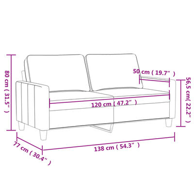 vidaXL Sofá de 2 lugares tecido 120 cm vermelho tinto