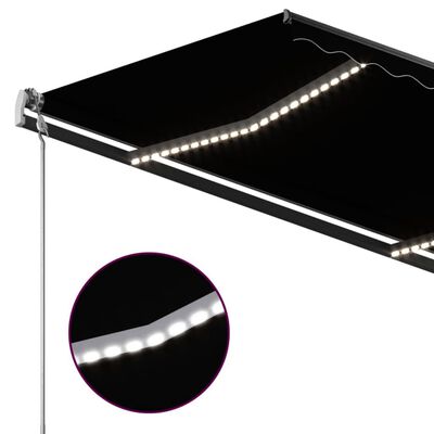 vidaXL Toldo retrátil manual com luzes LED 4,5x3 m antracite