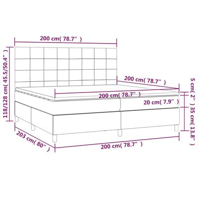 vidaXL Cama box spring c/ colchão/LED 200x200 cm veludo rosa