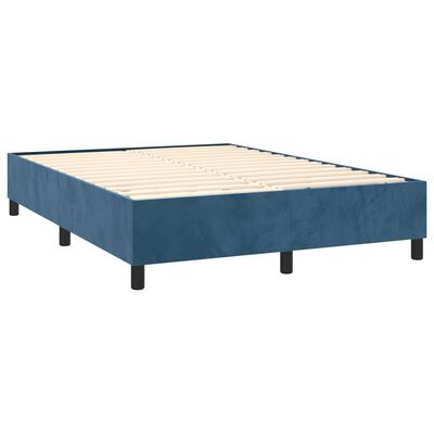 vidaXL Cama com molas/colchão 140x200 cm veludo azul-escuro