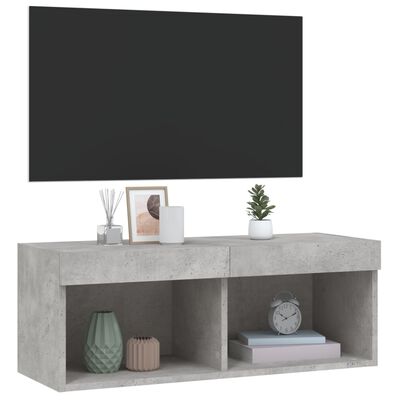 vidaXL Móvel de TV com luzes LED 80x30x30 cm cinzento cimento