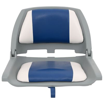 vidaXL 2 pcs conj. assento de barco dobrável com almofada azul/branco