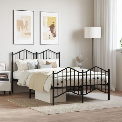 vidaXL Estrutura de cama com cabeceira e pés 120x190 cm metal preto