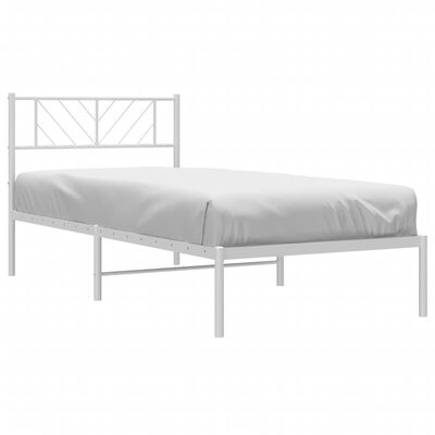 vidaXL Estrutura de cama em metal com cabeceira 107x203 cm branco