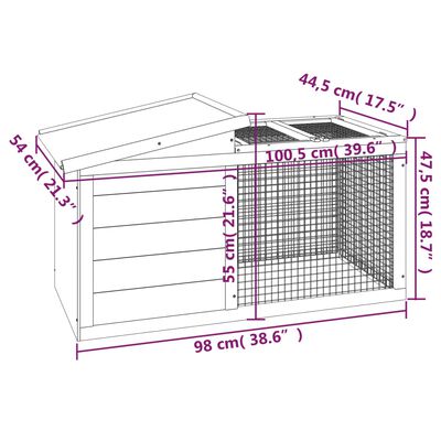 vidaXL Coelheira 100,5x54x55 cm pinho maciço cinzento