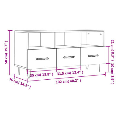 vidaXL Móvel para TV 102x36x50 cm derivados madeira branco brilhante