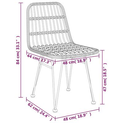 vidaXL 7 pcs conjunto de jantar para jardim vime PE