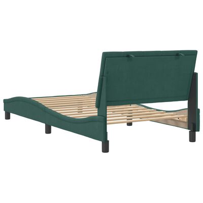 vidaXL Estrutura de cama c/ cabeceira 100x200 cm veludo verde-escuro