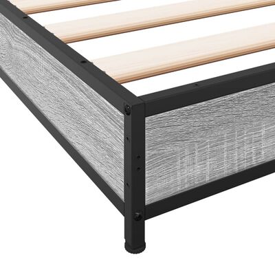 vidaXL Estrutura de cama derivados de madeira e metal cinzento sonoma