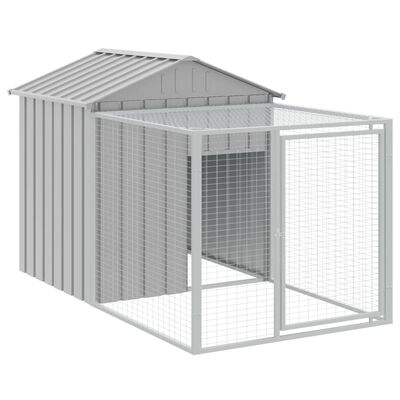 vidaXL Galinheiro com anexo 117x1221x123cm aço galvanizado cinza-claro