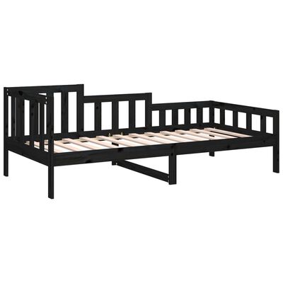 vidaXL Sofá-cama 90 x 200 cm madeira de pinho maciça preto