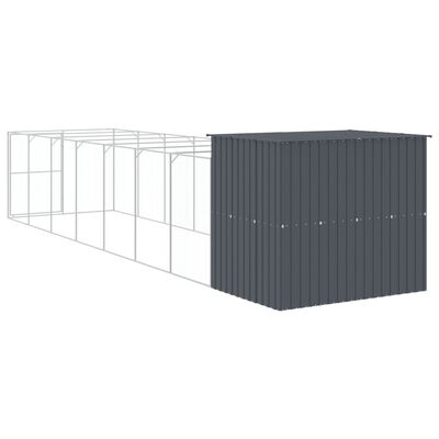 vidaXL Casota p/ cães c/ parque 214x865x181 cm aço galvaniz. antracite