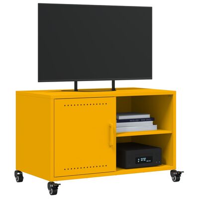 vidaXL Móvel de TV 68x39x43,5 cm aço amarelo mostarda