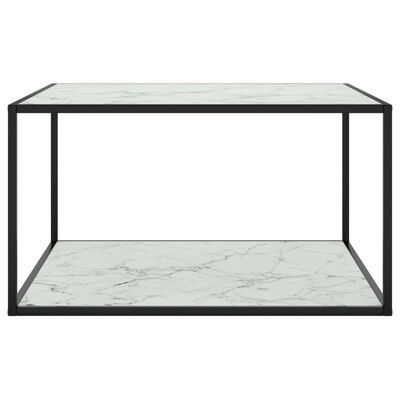 vidaXL Mesa de centro 90x90x50 cm preto com vidro marmorizado branco