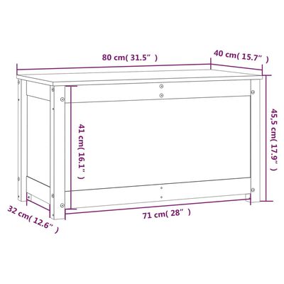 vidaXL Caixa de arrumação 80x40x45,5 cm pinho maciço castanho-mel