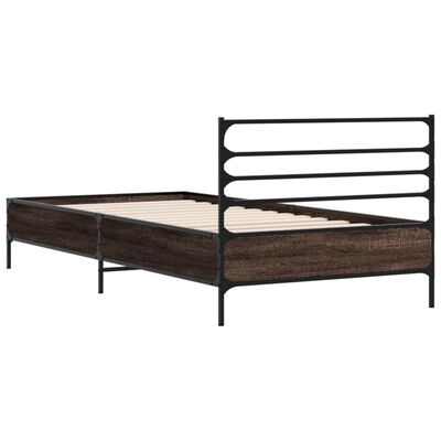 vidaXL Estrutura de cama derivados de madeira/metal carvalho castanho