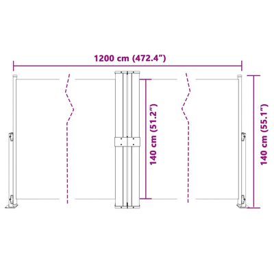 vidaXL Toldo lateral retrátil 140x1200 cm cor creme