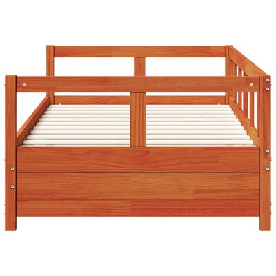 vidaXL Sofá-cama sem colchão 80x200 cm madeira de pinho castanho cera